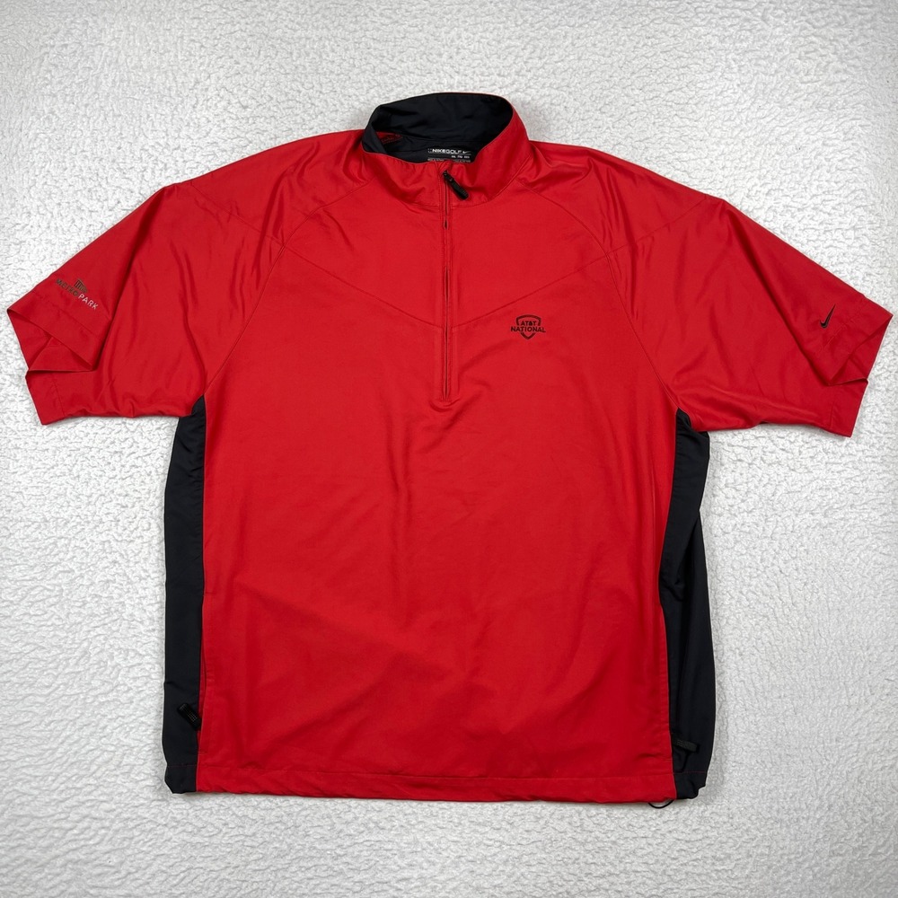 Nike Windbreaker Mens XXL Red Golf Quarter Zip Short Sleeve Gorpcore Athleisure